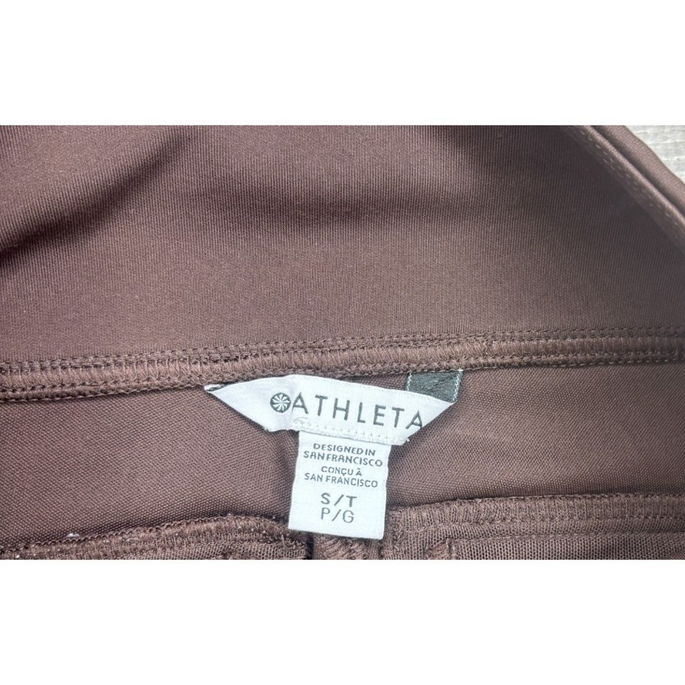 Athleta Brown Straight Leg Ankle Zip Pants Pockets Travel Work Gym Sz Small Tall - Picture 3 of 8